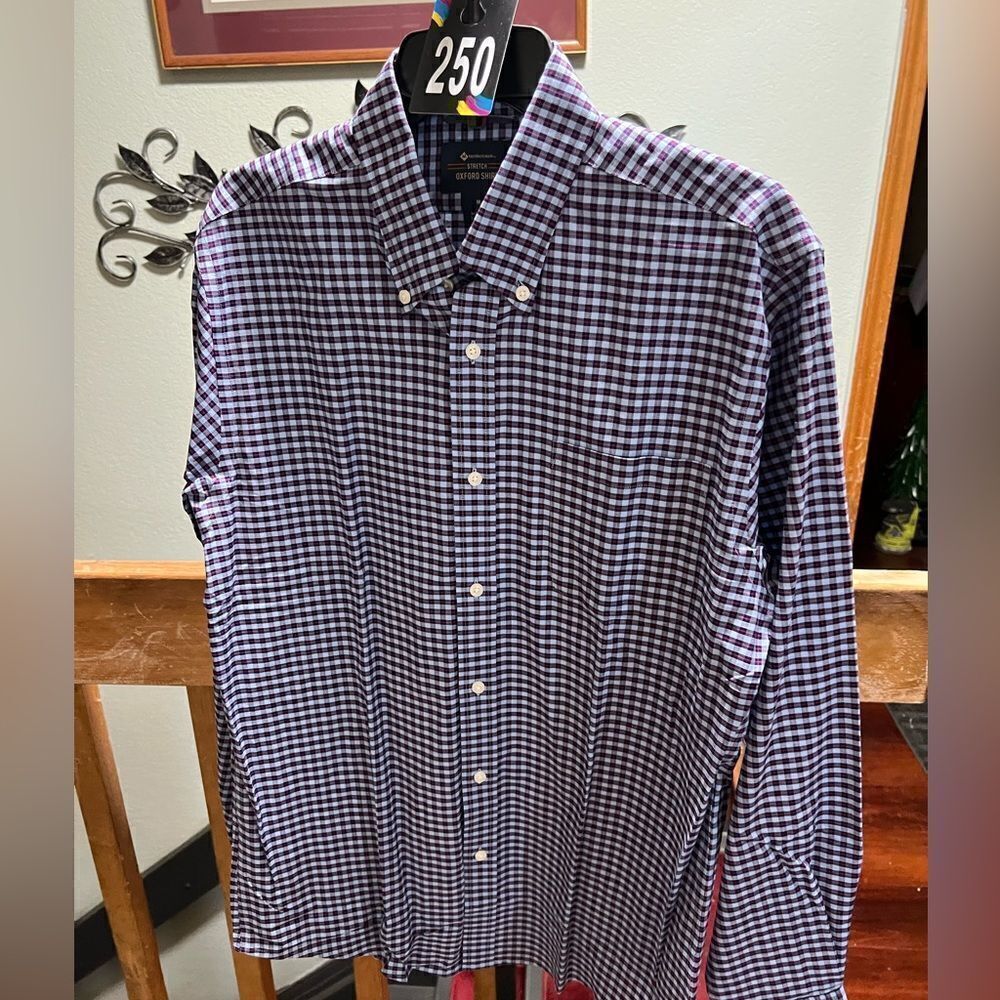 NWOT Men's Purple% Blue Checkered Oxford Medium Shirt #250